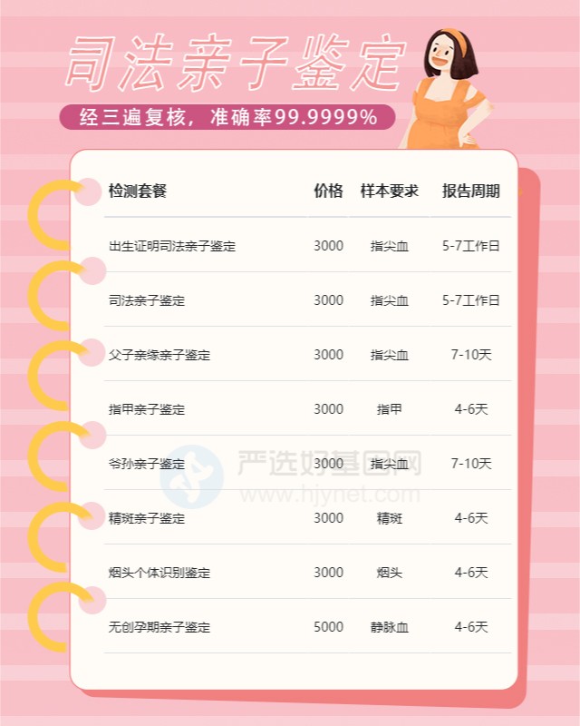 深圳司法鉴定中心亲子鉴定收费标准表
